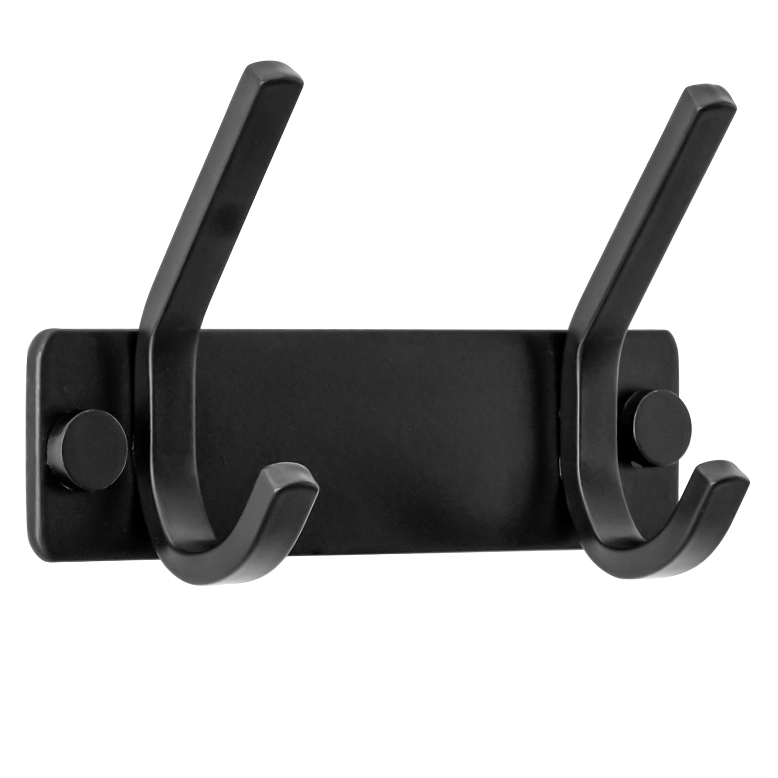 HONSKY Wall Coat Rack, 12cm Towel Rack, Painted Metal Wall Coat Hanger with 2 Double Hooks (4 Single Hooks),for Hanging Coat, Hat, Bag, Towel, in Hallway Entryway Bathroom, Black