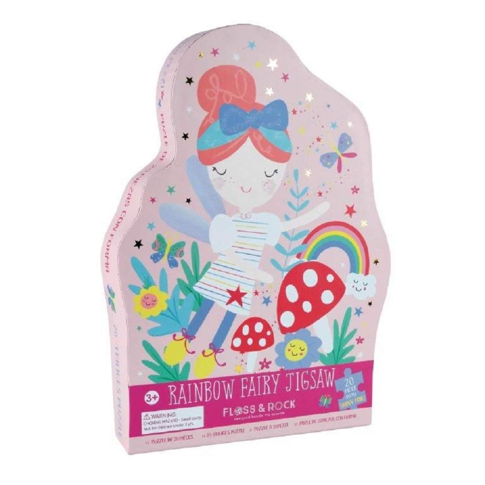 Floss & Rock 42P6331 Fairy Shaped Rainbow Fairy Jigsaw with Shaped Box, 20-Piece Set