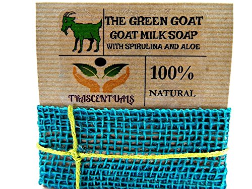 TRASCENTUALS Aloe Vera Soap With Spirulina and Goat Milk Extra Moisturizing Bar for Face or Body Washing Helps with Acne, Eczema, or Psoriasis (1 (ONE) PACK)