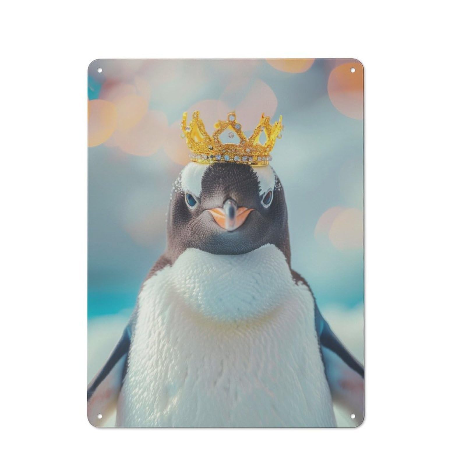 Junmoney Penguin Pastel Crown Country Farmhouse Metal Sign 40X30cm, Farmhouse Wall Decor For Dining Room, Cafe, Entryway Or Family Room