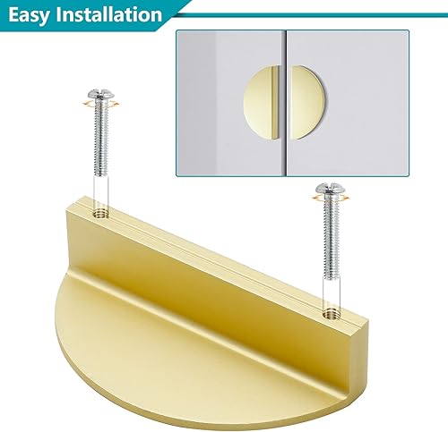 Miniatura 6 de Zorfeter Tiradores de cajón de 2-12 pulgadas, 4 manijas de latón cepillado para gabinete de media luna, pomos semicírculos con tornillos para