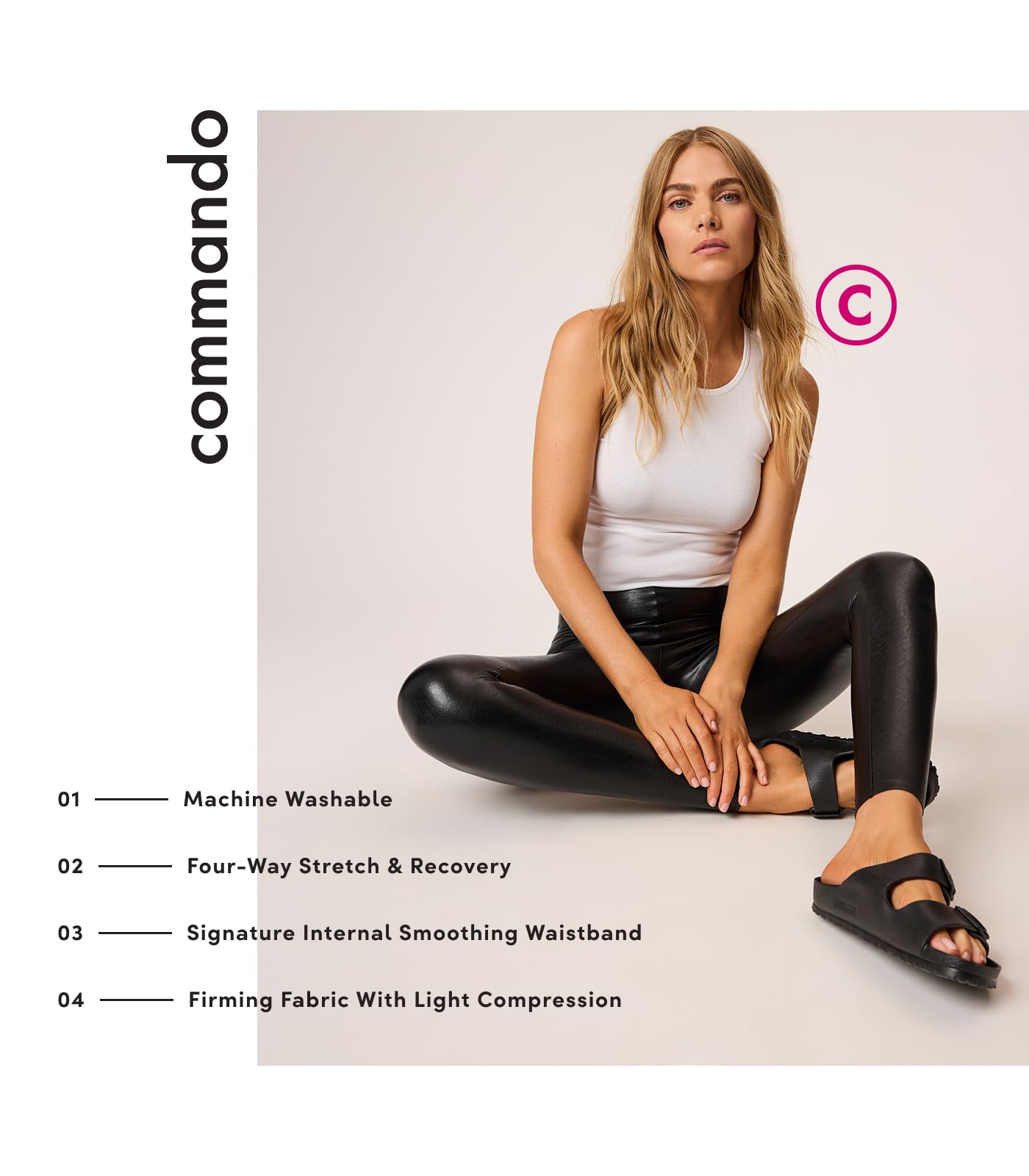 Commando Damen Legging Perfect Control Leggings aus Kunstleder Slg06