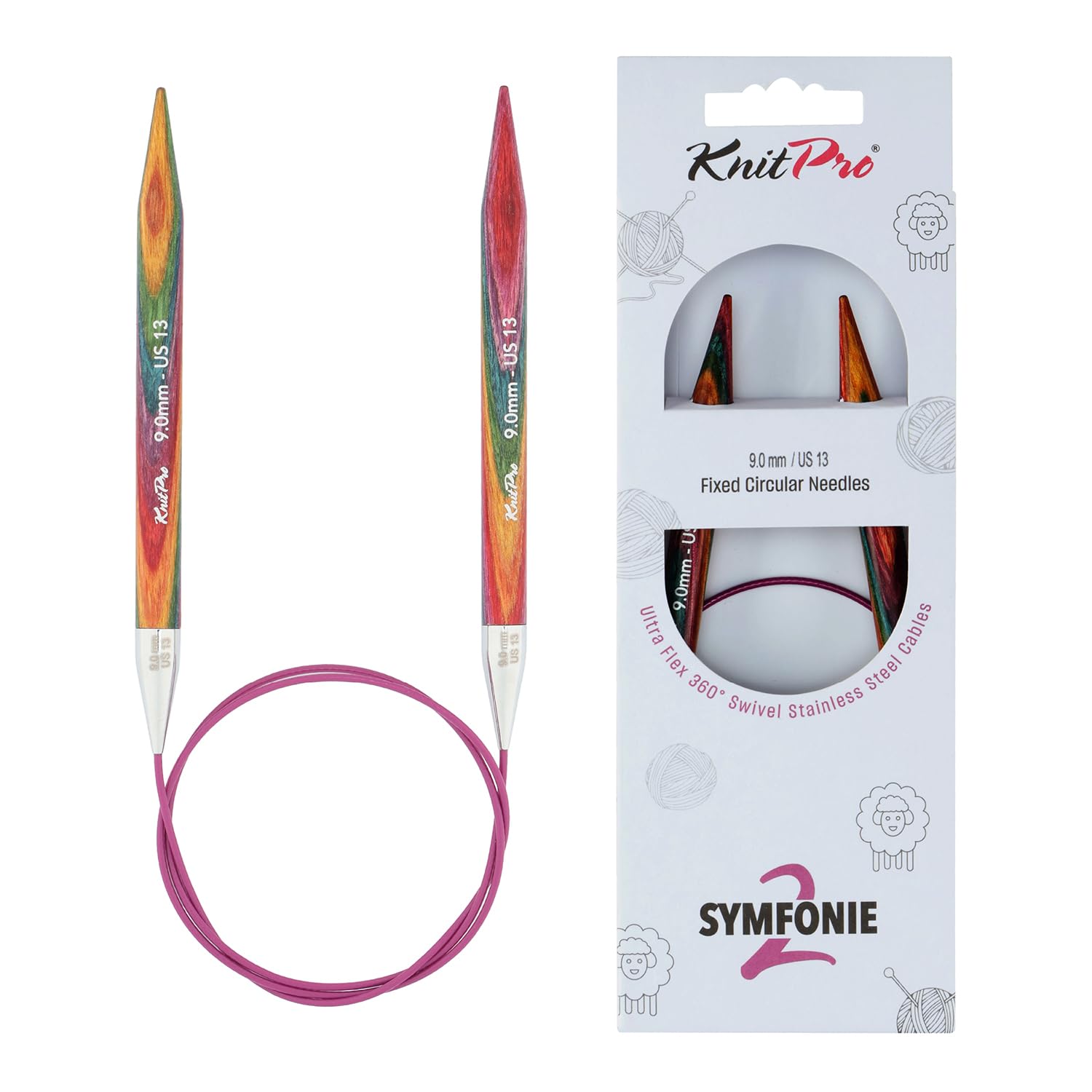 KnitPro Symfonie 2 Fixed Circular Needles 20" (50cm) | 9mm