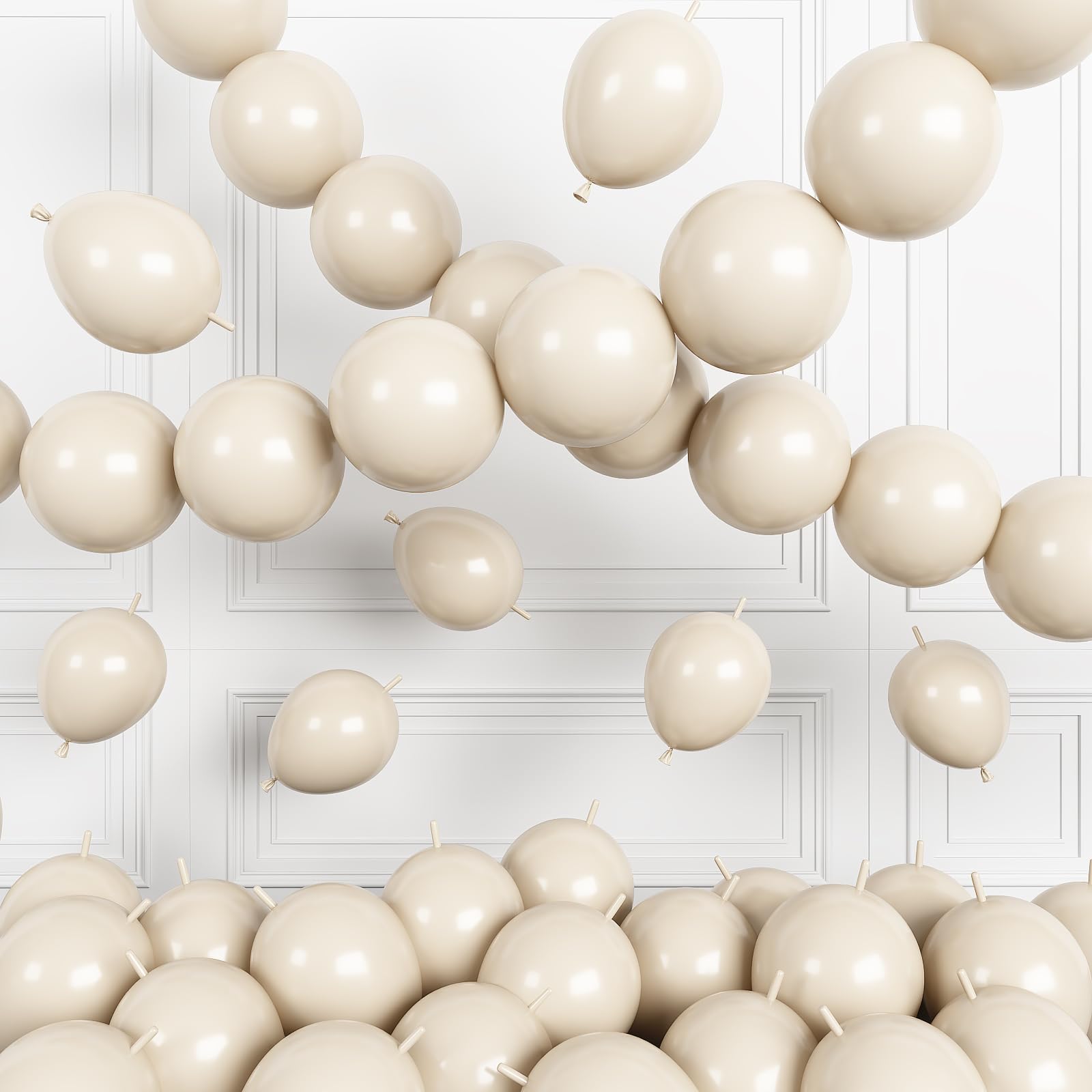 Sand White Link Balloons,120Pcs 6Inch Cream White Linking Balloons