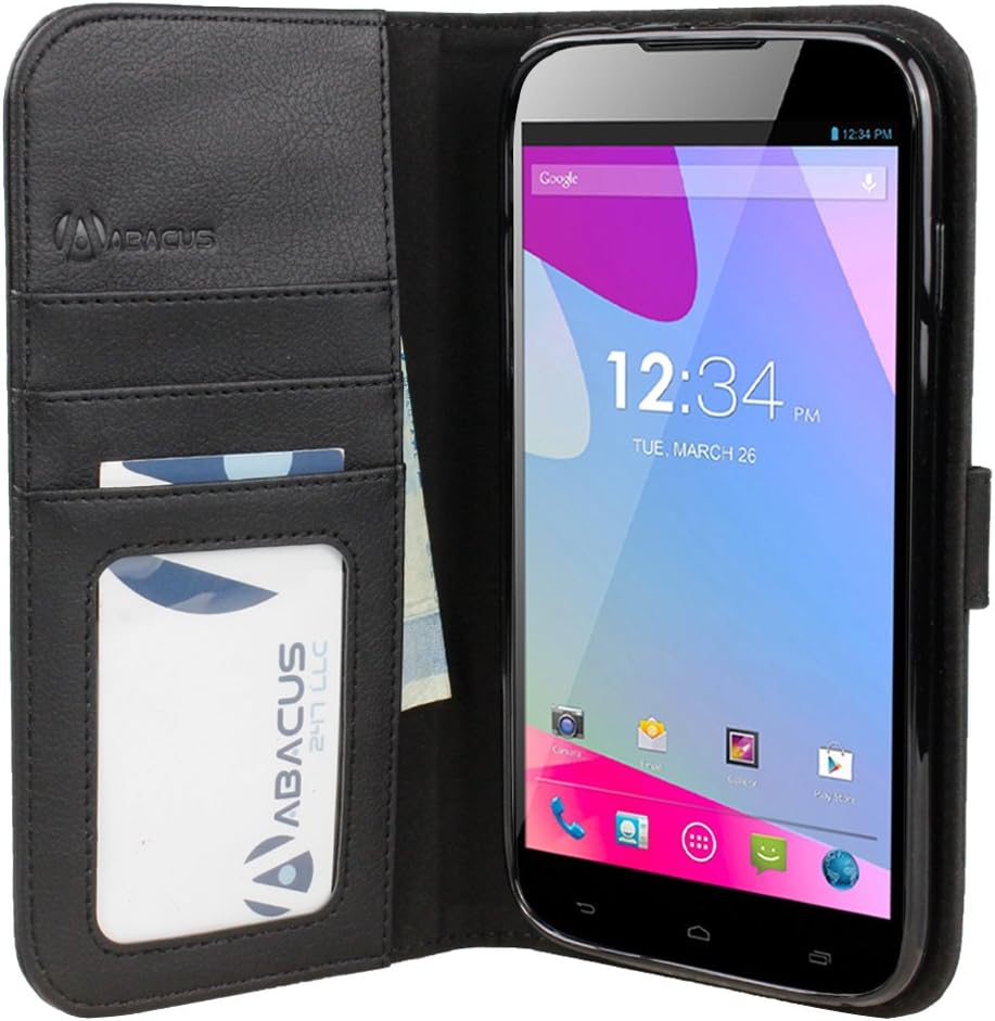 BLU Studio 6.0 HD D650a Case, Abacus24-7 BLU Studio 6.0 HD Wallet Case with Flip Cover, Stand and Pockets for ID, Credit Cards - Black BLU Studio 6.0 HD D650a Flip Case