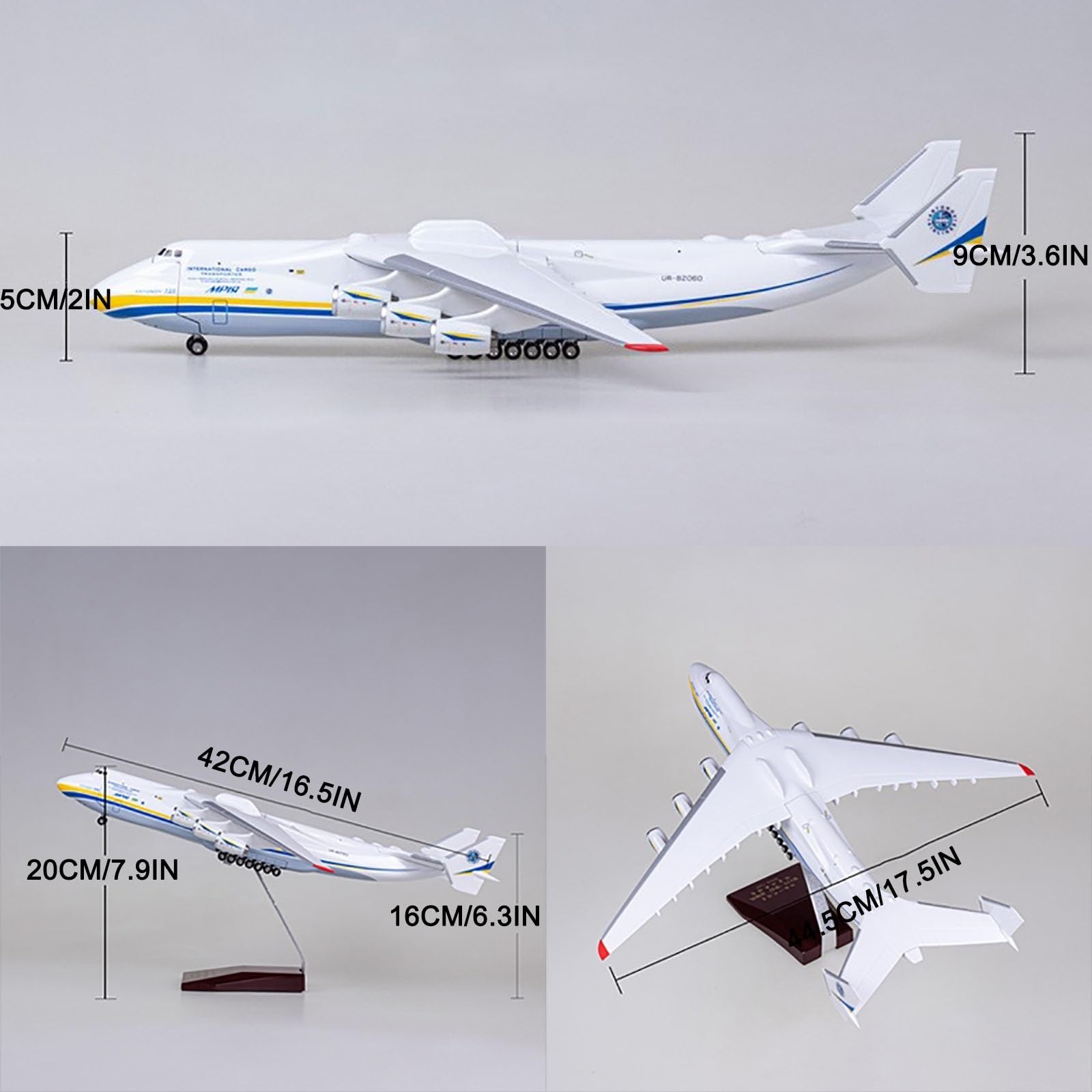 1:200 An-225 Antonov Modelvliegtuig Hars Vliegtuigmodel Oekraïne Geschilderd Mriya Transporter Te Openen Cabine Gegoten Model Vliegtuig For Collectie Festivalcadeau (16,5 Inch