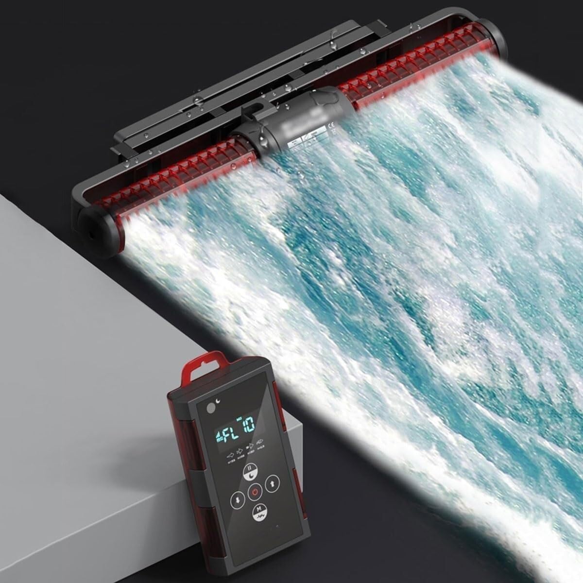 Pompa do akwarium Wave Maker 10-65 W, regulowana pompa o przepływie krzyżowym z kontrolerem wyświetlacza LED, obrotowa o 360°, ultracicha pompa cyrkulacyjna do akwariów słonowodnych i słodkowodnych