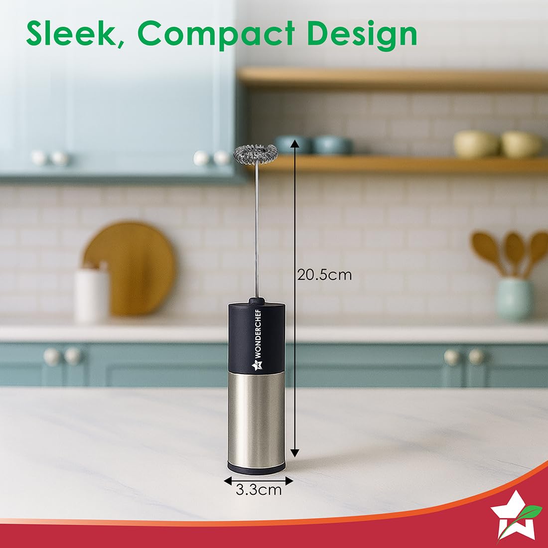 Wonderchef Regalia 6W Milk Frother for Coffee - Handheld Battery-Operated for Coffee, Lattes, Lemonade, Hot Chocolates and Shakes - Black 1
