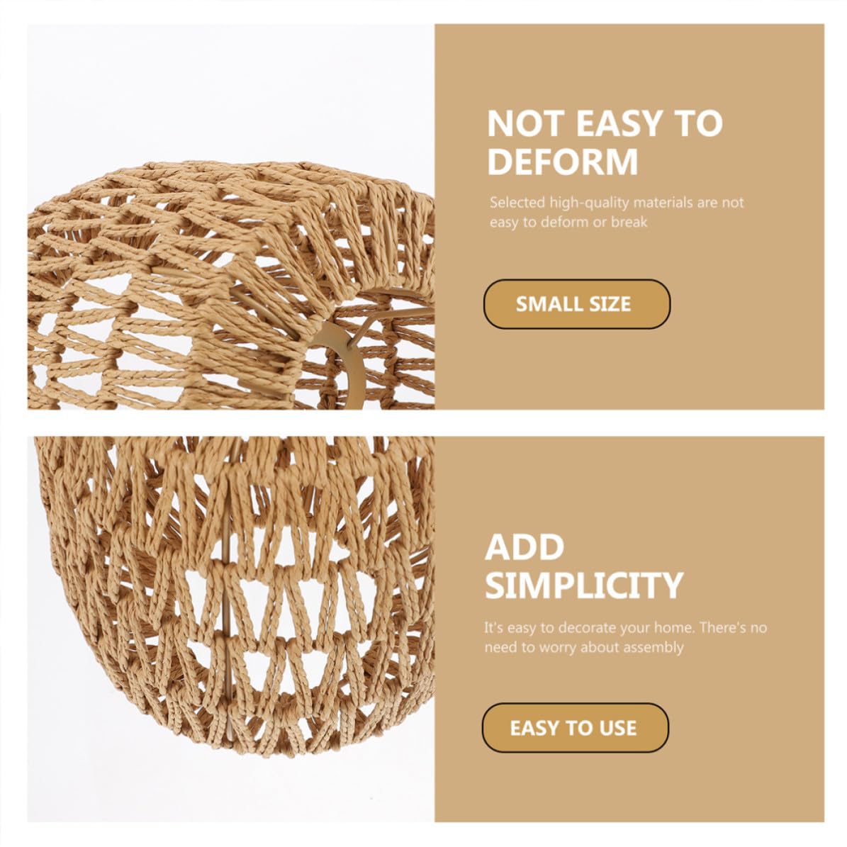 Paralume Cilindrico in Rattan Artificiale 2 Pezzi, Paralume Rustico e Resistente allo Sbiadimento per Lampada Sospensione in Cucina o Sala da Pranzo