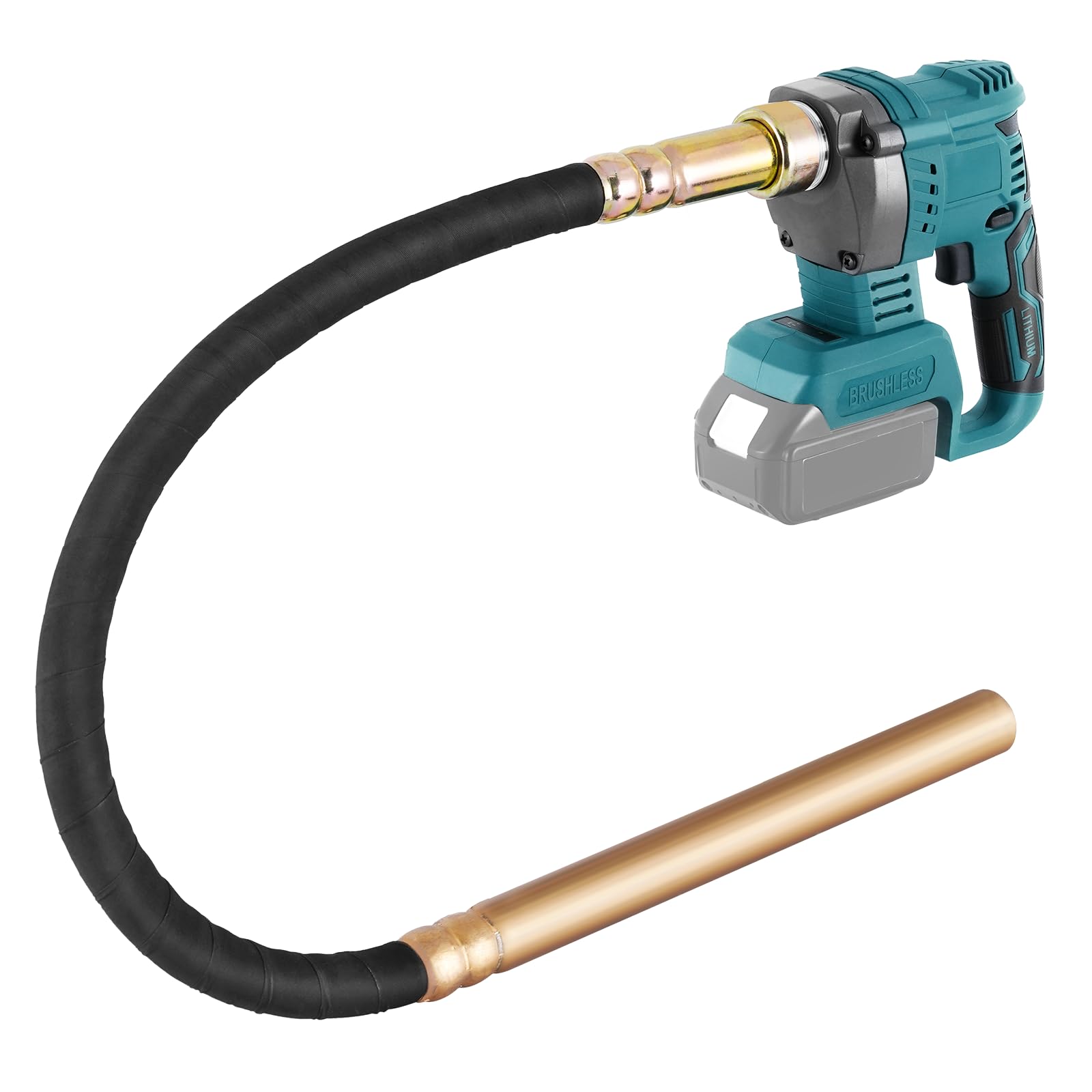 YJINGRUI Handheld Concrete Vibrator, for Makita 18V Max Battery, Cordless Concrete Vibrating Tool 600W, 6000RPM Portable Cement Vibrator with 3.8ft