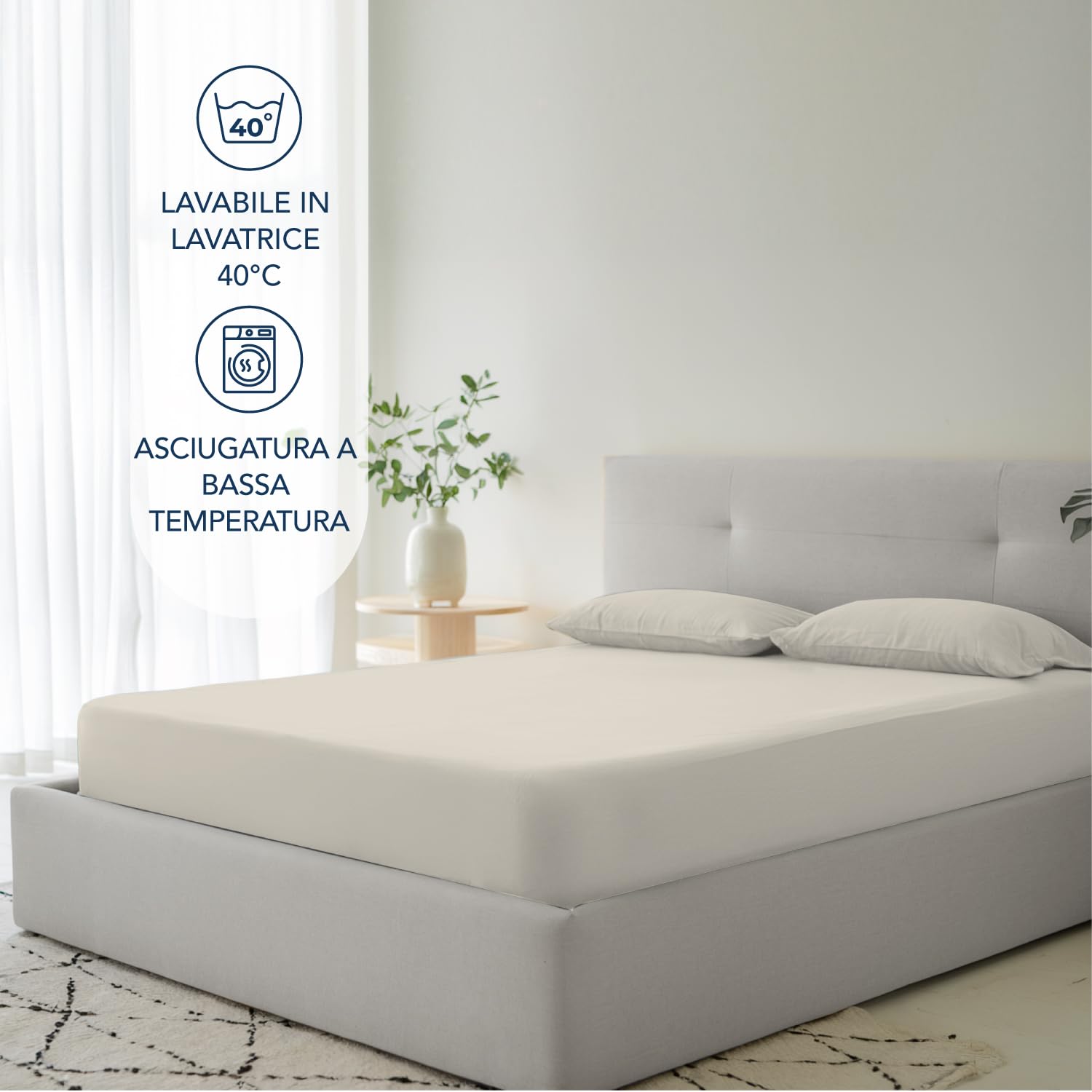 Dreamzie Lenzuolo con Angoli Piazza e Mezza 120x200 cm - Angoli da 35 cm per Materassi Spessi - 100% Microfibra - Beige, Certificato senza Prodotti Chimici (Oeko-TEX)