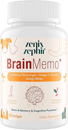 Suplemento de enfoque de memoria, apoyo cerebral con omega-3, bacopa y plasmalógenos para una función cognitiva mejorada, concentración y memoria,