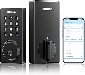 Philips WiFi Smart Door Lock, Smart Locks for Front Door, Keyless Entry Door Lock, Smart Lock Keypad Deadbolt, Buit-in WiFi, APP Remote Access, Work with Alexa &amp; Google Assistant, Auto Locking