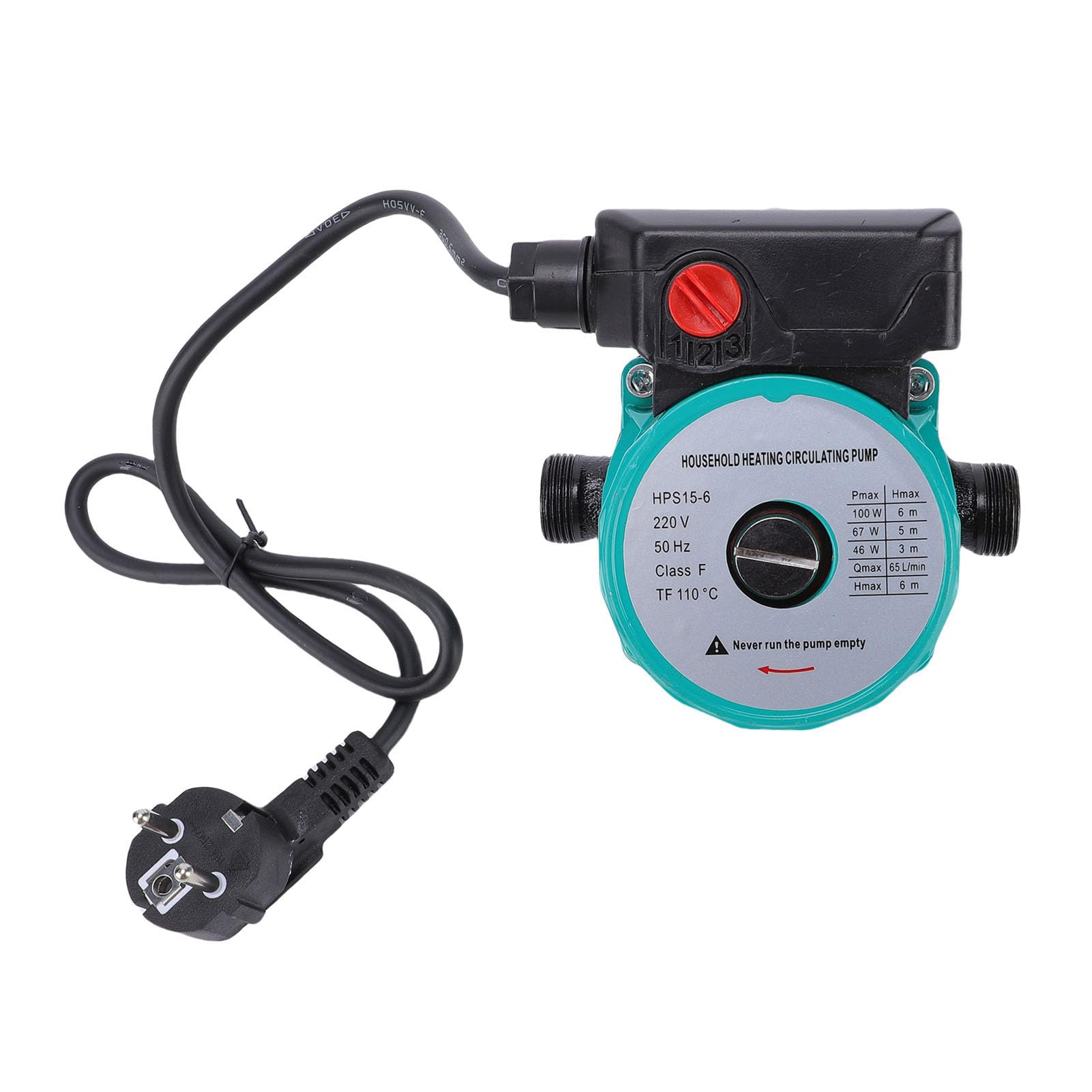Cocoarm Pompa di Ricircolo dell'acqua Calda, Pompa di Circolazione dell'acqua in Ghisa con Controllo a 3 velocità 46W 67W 100W 65L Min 6m Prevalenza NPT 1in per di Riscaldamento Elettrico Uso