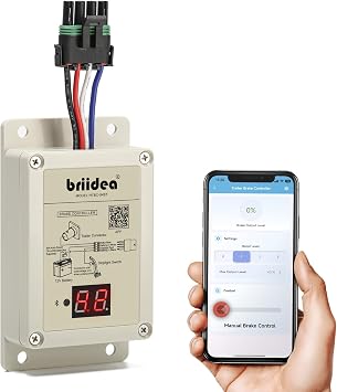 briidea Bluetooth Trailer Brake Controller, Proportional Brake Controller with APP Control & LED Display, Boost Function for Smoother Braking, Ideal for Heavy-Duty & Frequent Towing 1-4 Axles