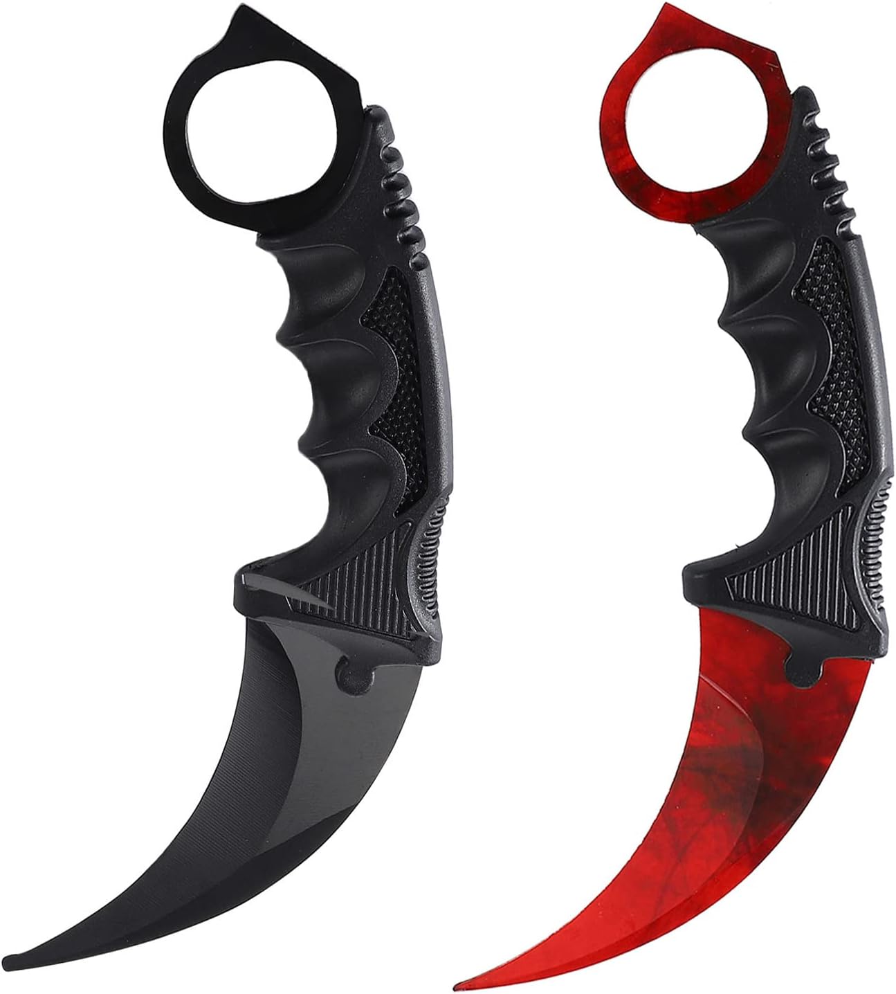 TOPOINT 2 Pack Karambit Knife No Cutting Edge Knife Without Cutting Edge with Sheath for Beginner (Black-Red)