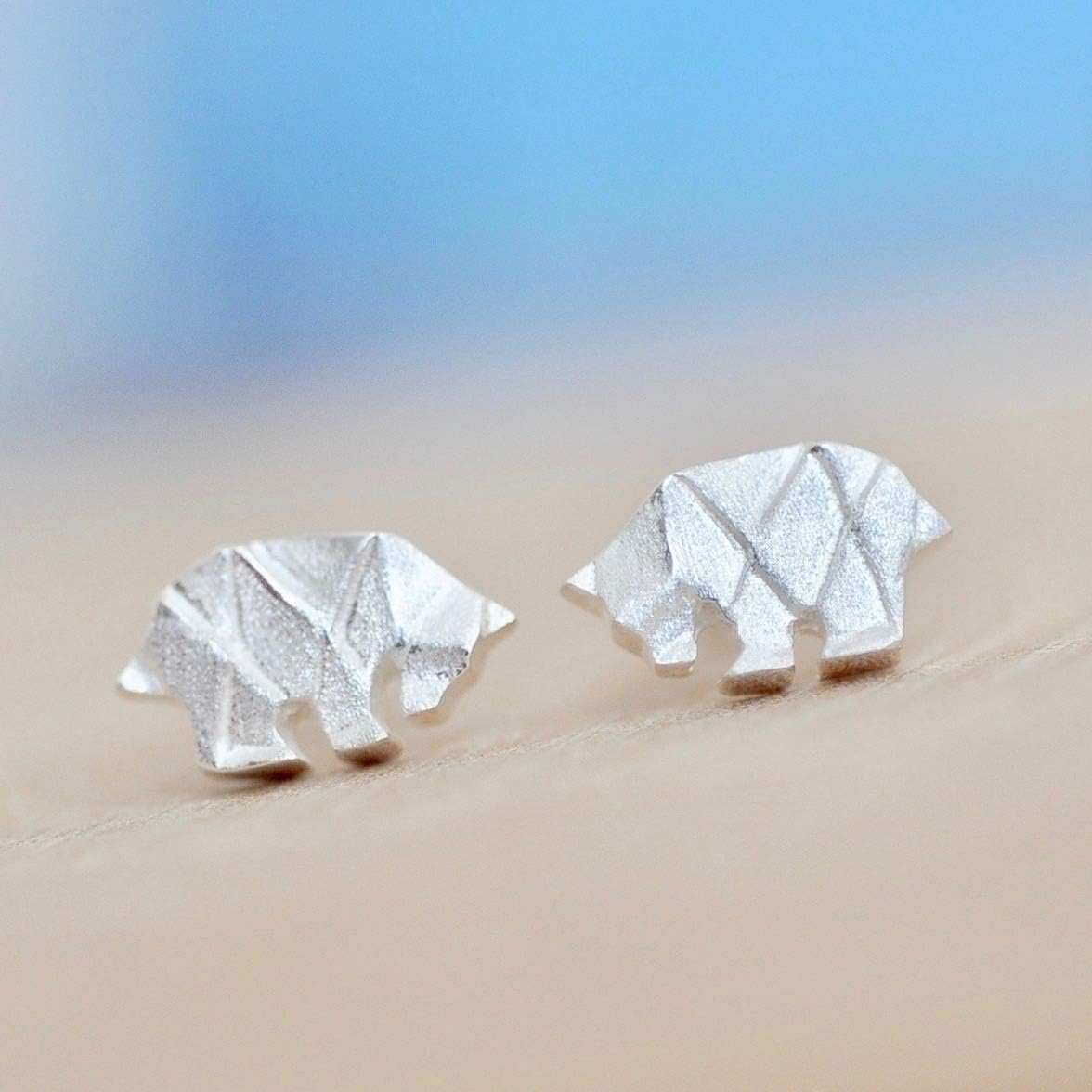 Origami Bear Earrings in Sterling Silver 925- Jamber Jewels