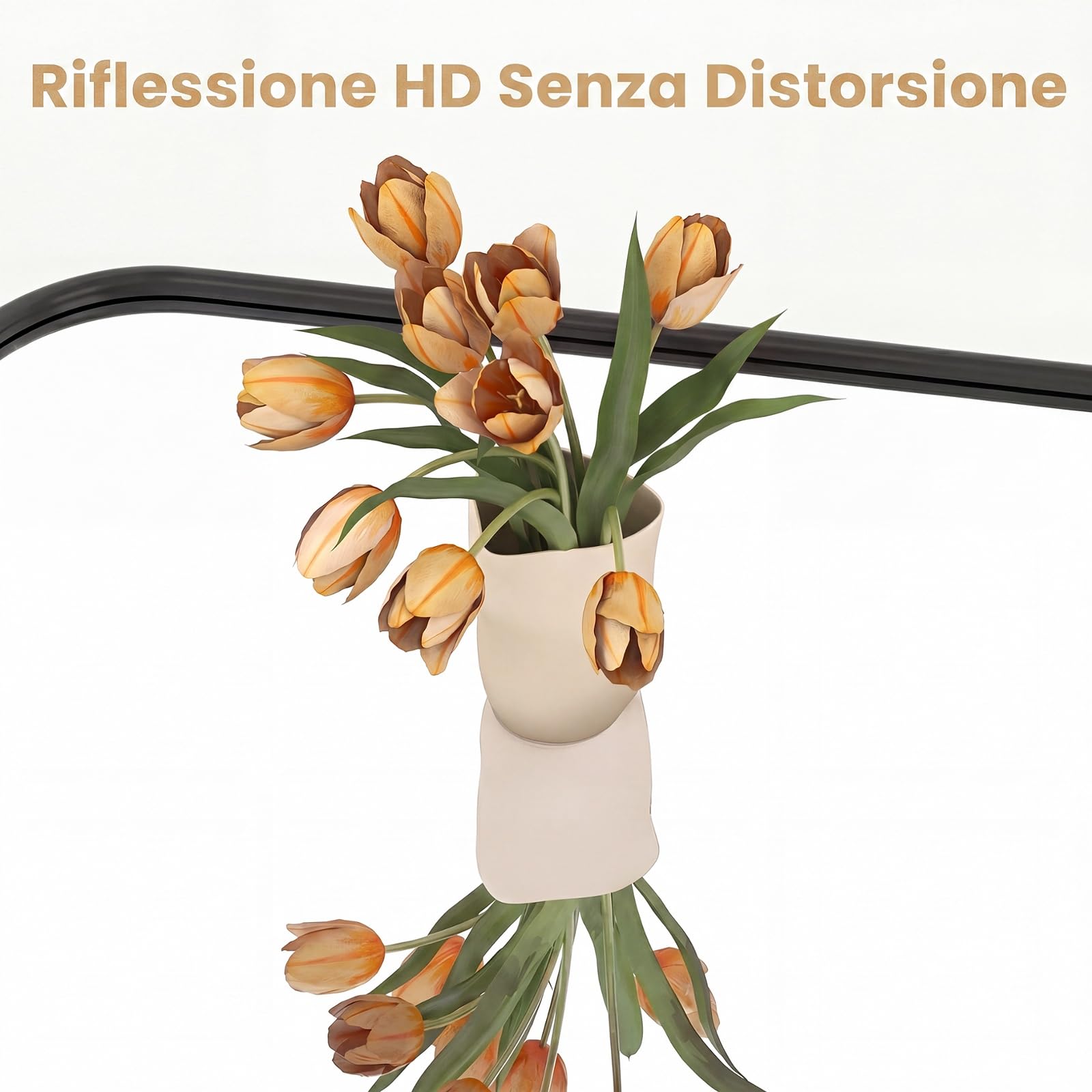 COSTWAY Specchio ad Arco da Parete, Riflessione HD (76x51cm nero)