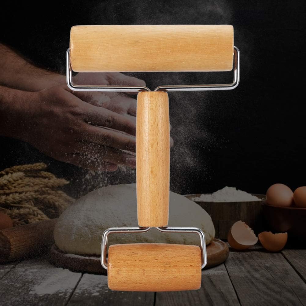 Rodillo para pizza, rodillo pequeño de madera antiadherente para masa de pastelería, tortilla, pizza, galletas, albóndigas (tipo 3)