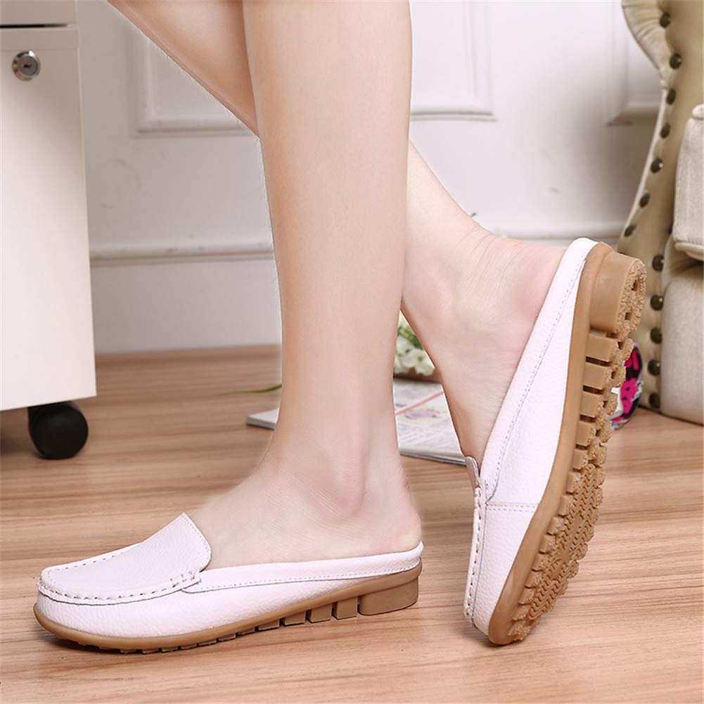 Pantuflas para mujer, transpirables, sin cordones, con borlas, de piel, casuales, para mujer