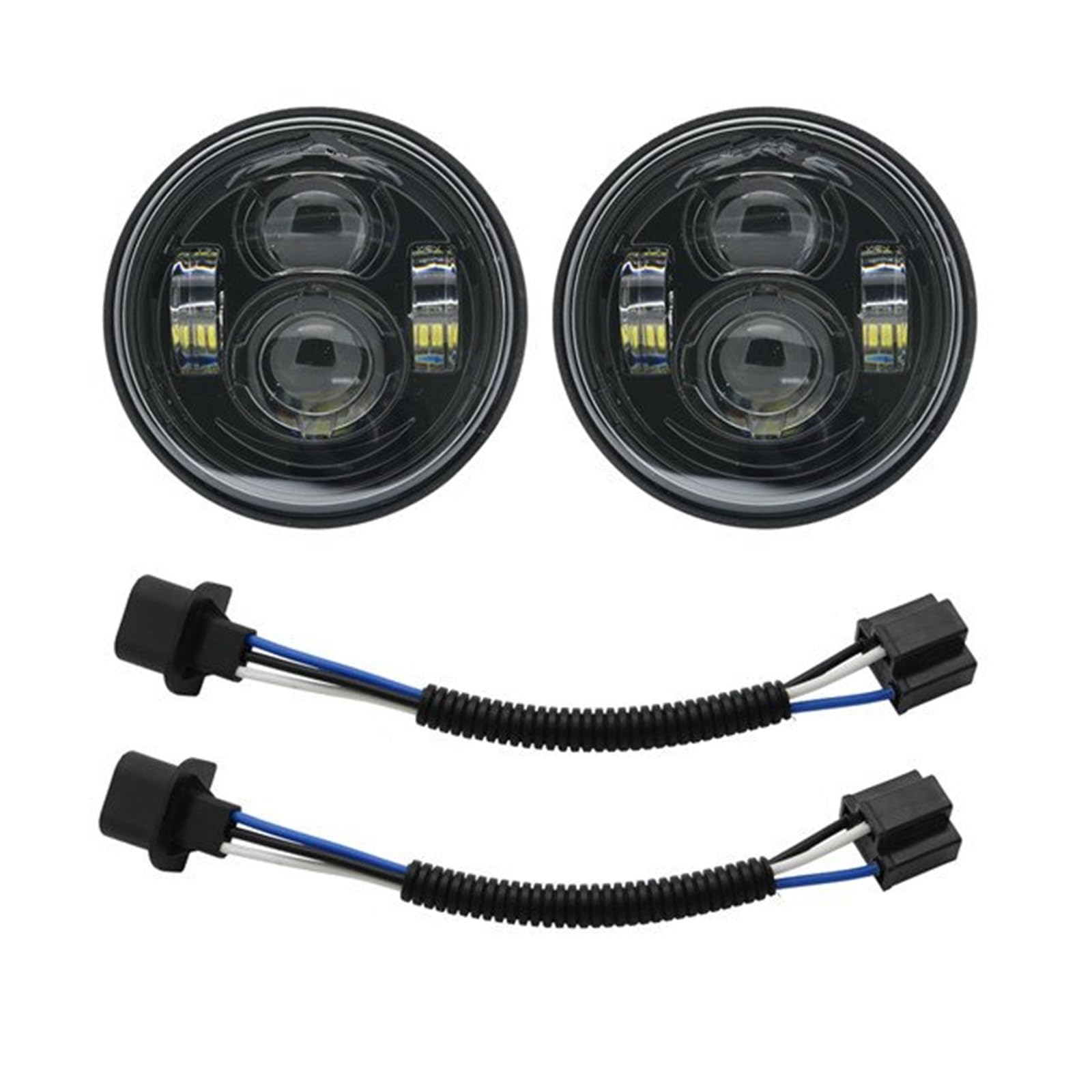 Faros Delanteros Faro Faros Delanteros Dobles LED De 4,5" con Luces Circulación Diurna DRL Y,65" H4 para Motocicletas FXDF Faro Delantero(Black 1 H13)