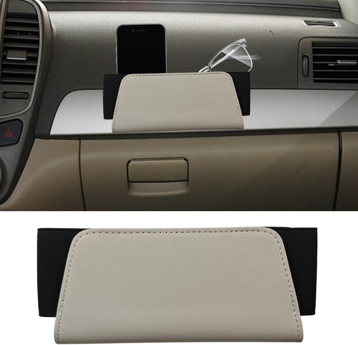 Car Seat Side Storage Pocket, Leather Foldable Auto Door Storage Box, Waterproof Car Trash Can Organizer, Multifunctional Vehicle Interior Accessories for Phones, Glasses, Keys, Cards (Black)