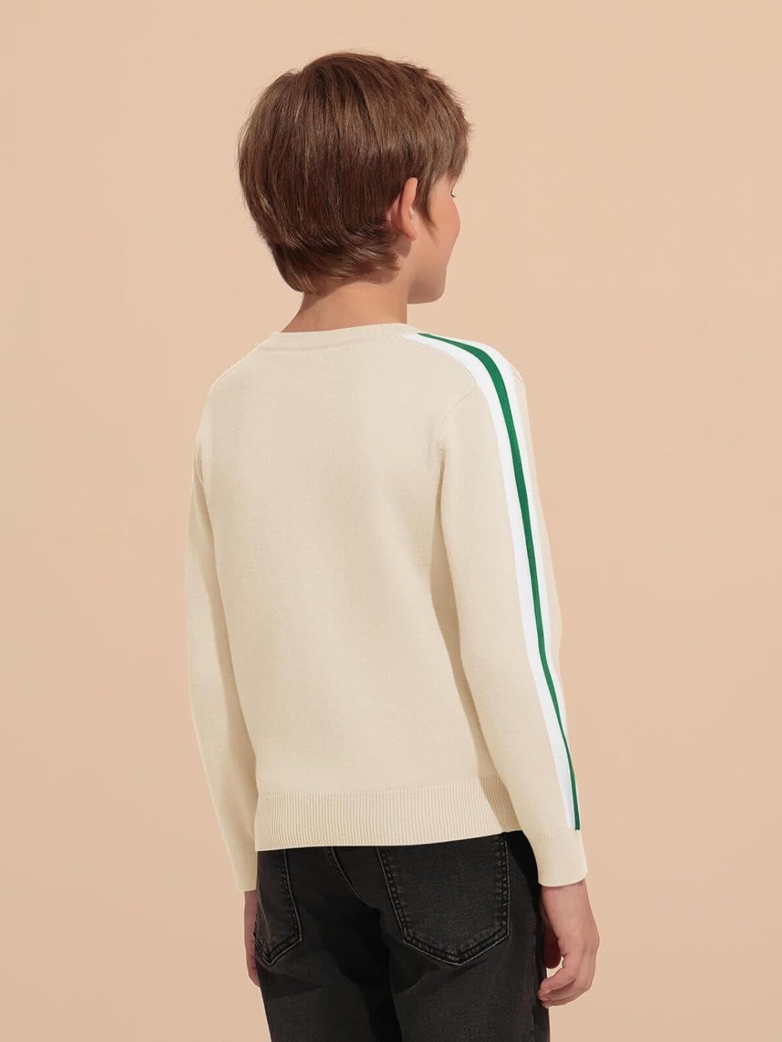 Haloumoning Boys Striped Long Sleeve Sweater Kids Fashion Crewneck Knit Pullover Fall Clothes 5-14Y - Image 4