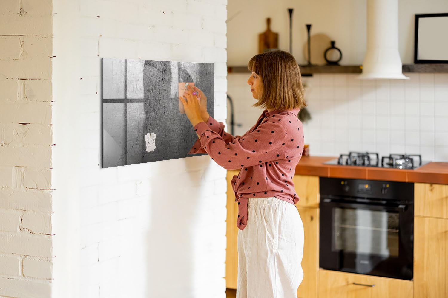 Magnetisches Glas-Whiteboard XL | Ultra starke Neodym-Magnete + Schreibzubehör | Perfekt für Besprechungen, Projekte, Lernräume & kreative Planung- 90x60 - Metallwand