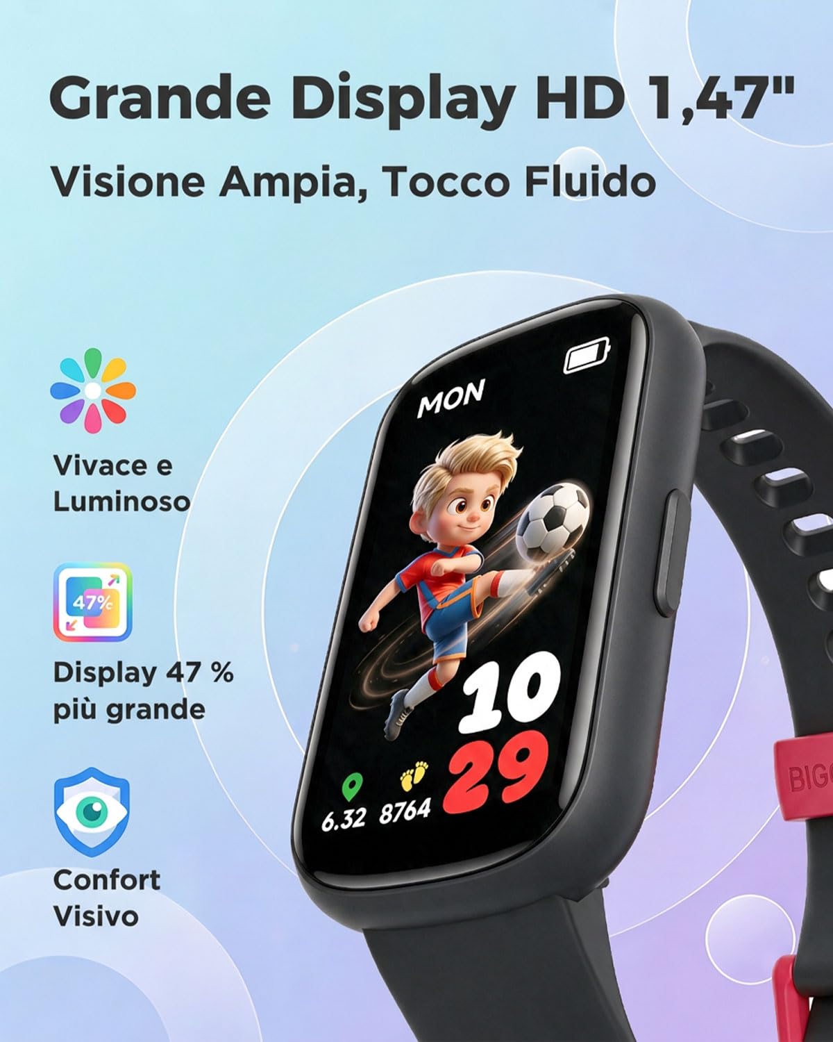 BIGGERFIVE Vigor Plus Smartwatch Bambini, Activity Tracker per 5-15 Anni
