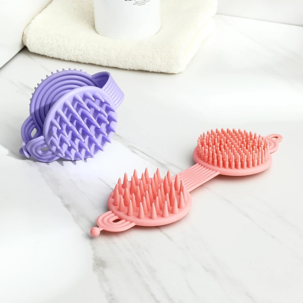 Dhamee 2 in 1 Body scrubber with Scalp Massager Shampoo Brush Shower Hair Comb Durable Smooth Hair Brush for Hair Growth Skin Friendly Soft Odorless Head for Men Women Kids 4