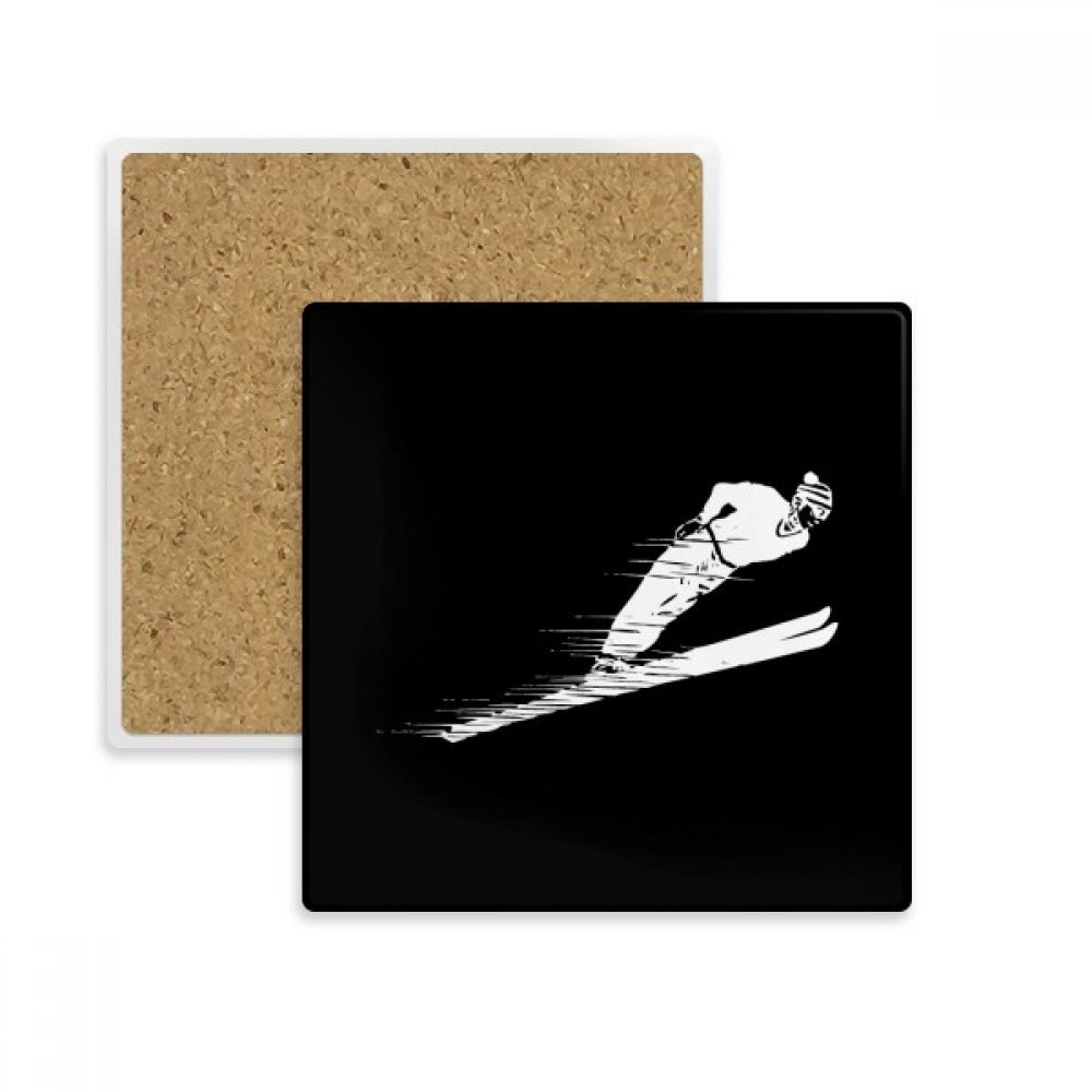 Dessous de verre ski en pierre absorbant multicolor pour vos soirées chalet et cocooning