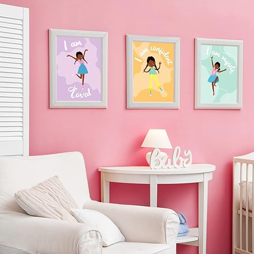 Miniatura 5 de 9 piezas motivacionales para decoración de pared de niñas negras, decoración de habitación de niñas, póster con citas inspiradoras de niña africana,
