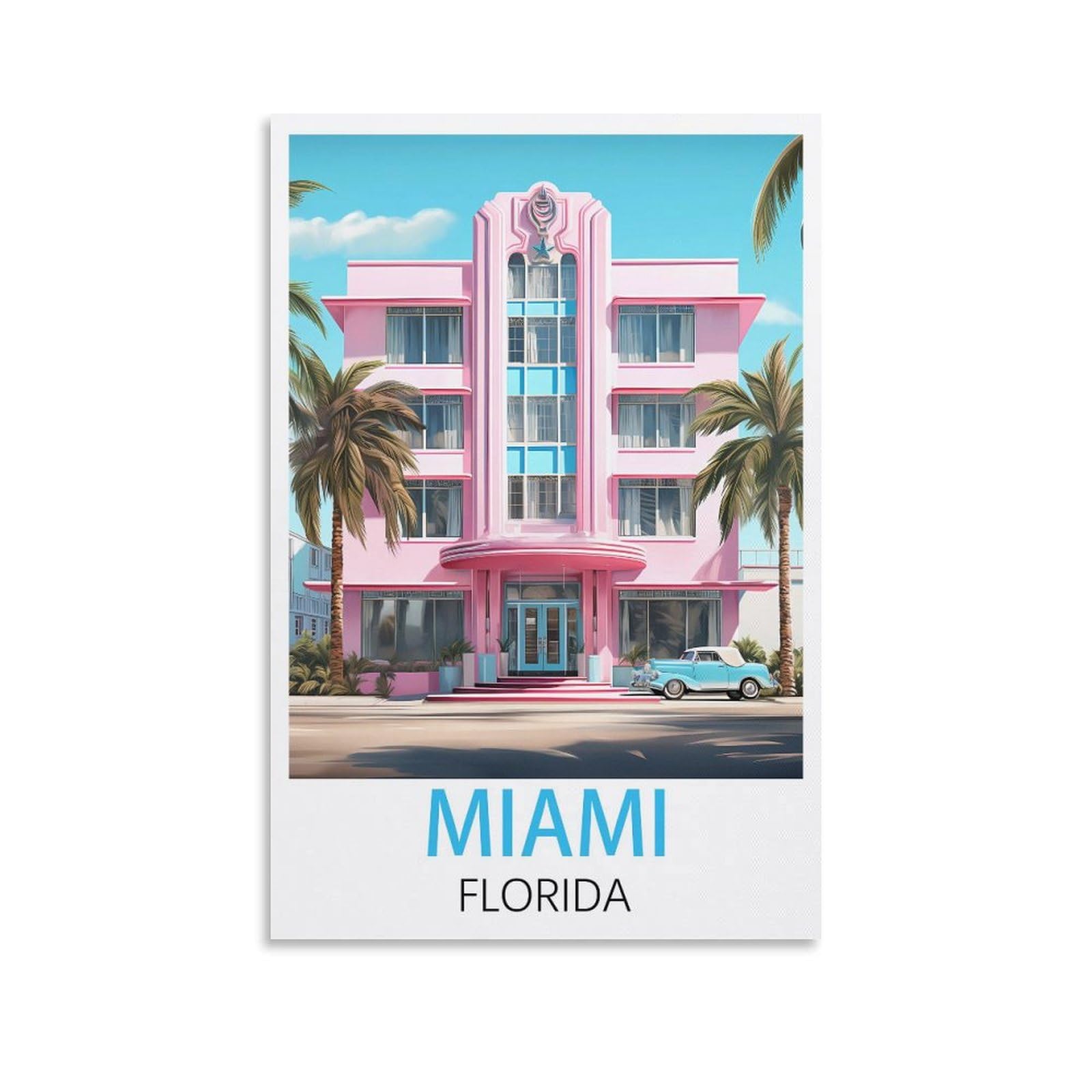 Vintage Metal Tin Signs Miami Floridas,Metal Tin Sign Metal Wall Plaque for Home Living Room Bedroom Bar Club Men Cave Wall Art Decor 30x30cm