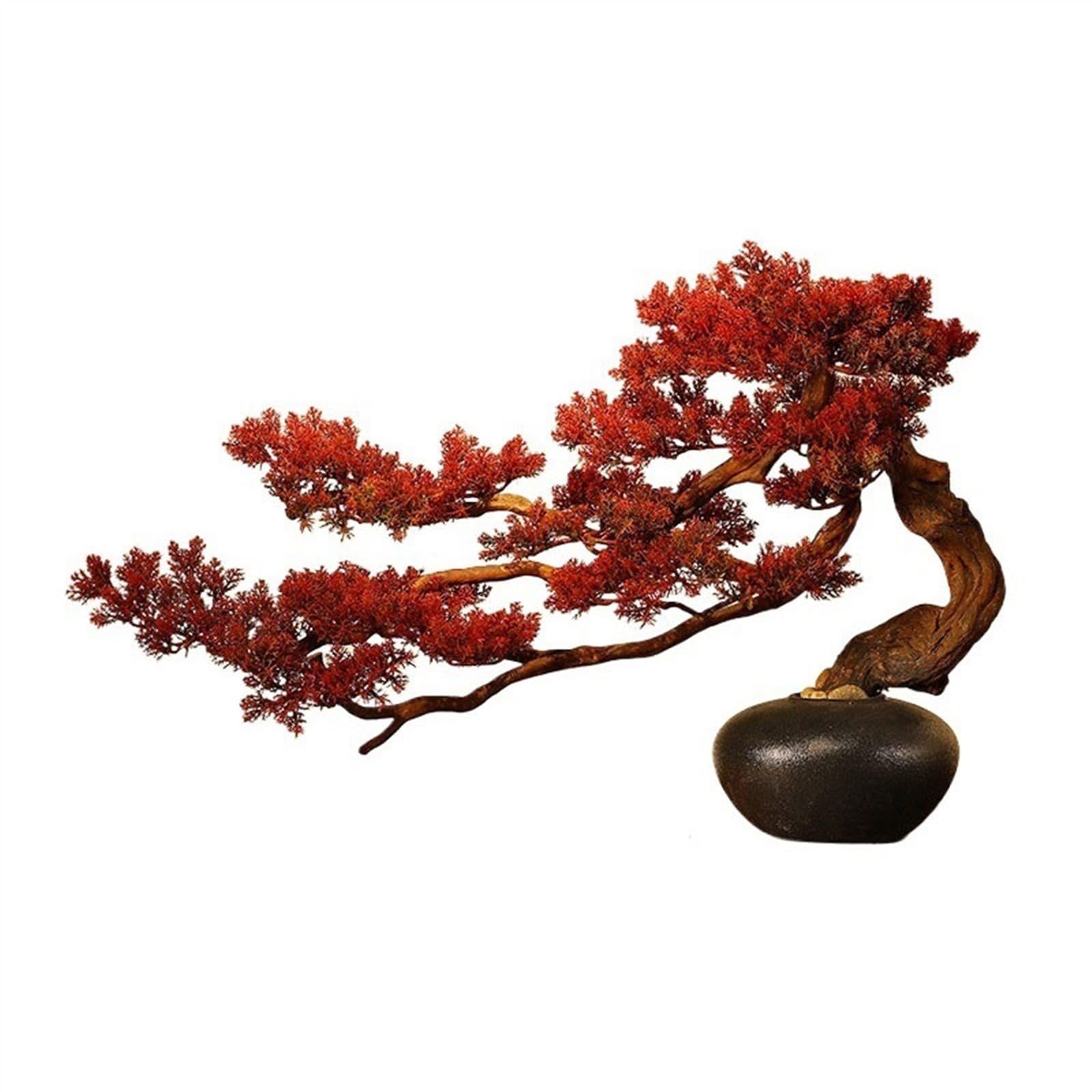 IUokLU Artificial Bonsai Tree Chinese Simulation Bonsai Zen Fake Green Plants Potted Plants Ornaments Living Room Entrance Fake Flower Arrangement Artificial Tree