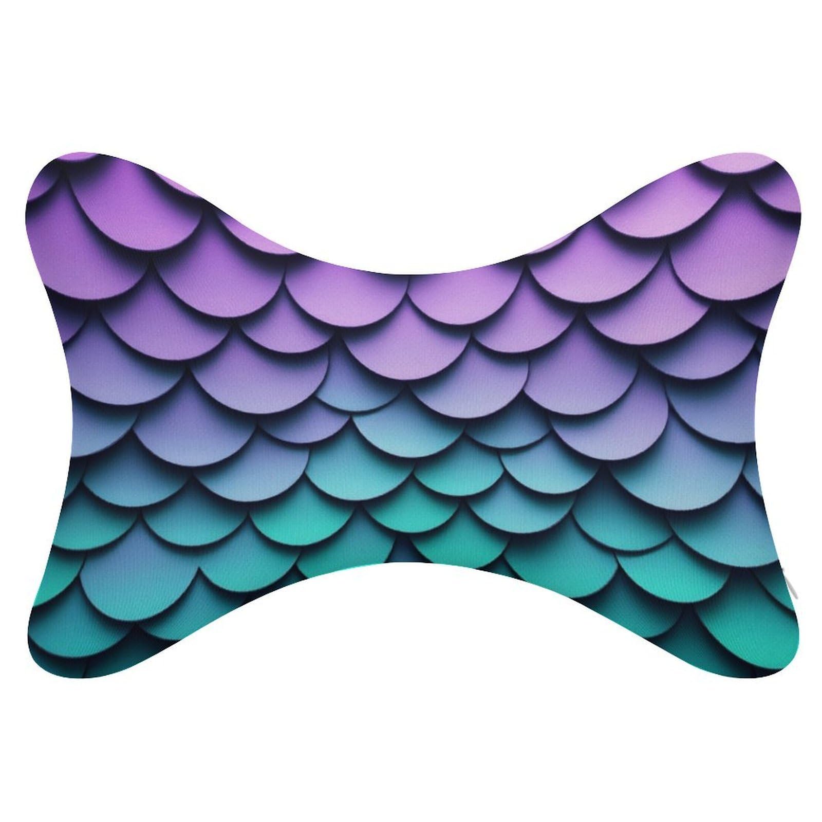Fashion Bone Pillow Memory Foam Head Rest Support Cushion for Travel Car Seat Decor Purple Turquoise Sparkling Mermaid