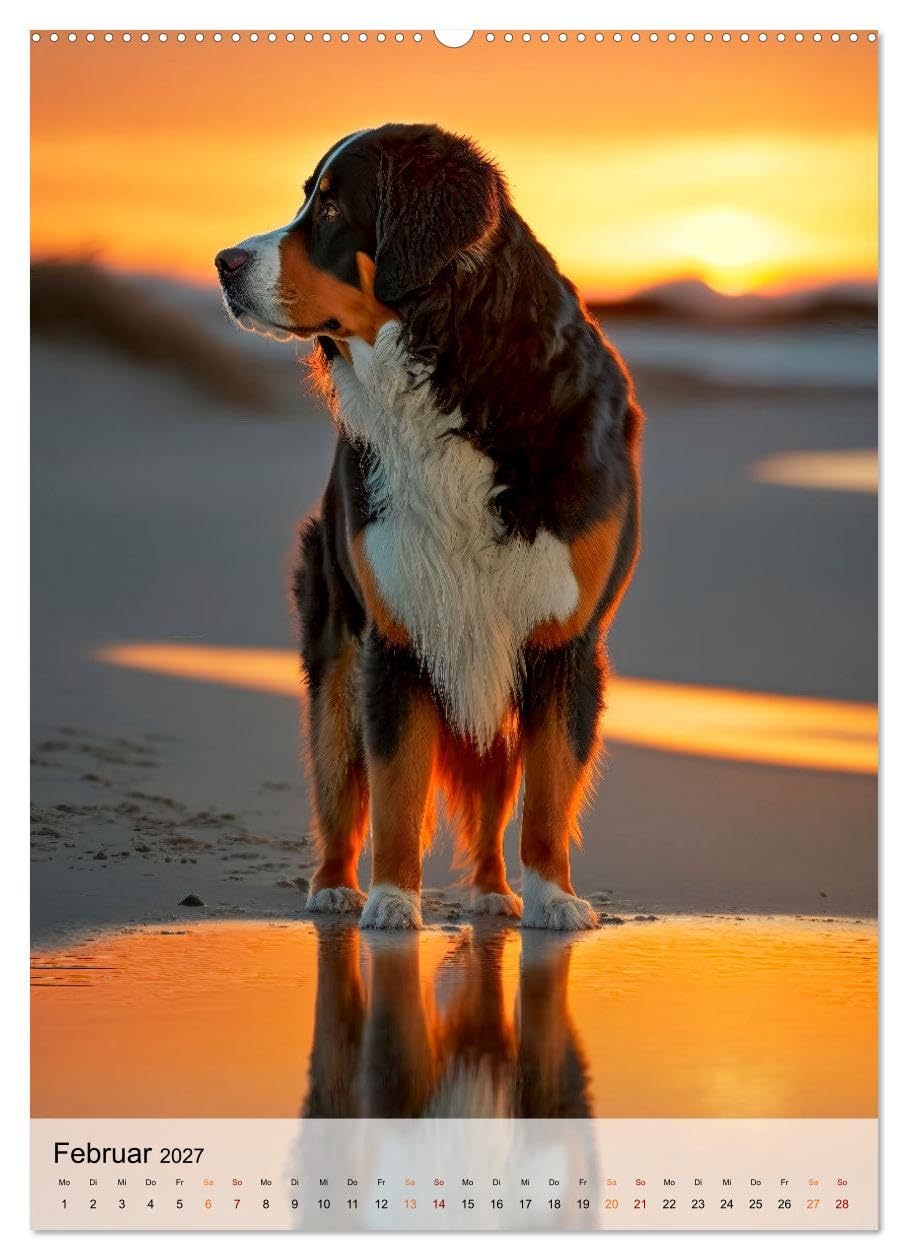 CALVENDO - Berner Sennenhund - gutmütig und treu (hochwertiger Premium Wandkalender 2027 DIN A2 hoch), Kunstdruck in Hochglanz: Berner Sennenhunde - heißgeliebte Familien Wachhunde