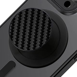 Genuine Carbon Fiber Magnetic Phone Grip Compatible with Magsafe，Collapsible Mobile Phones Stand Holder for Smartphone Tablet Cell Phone Accessory - Black Twill