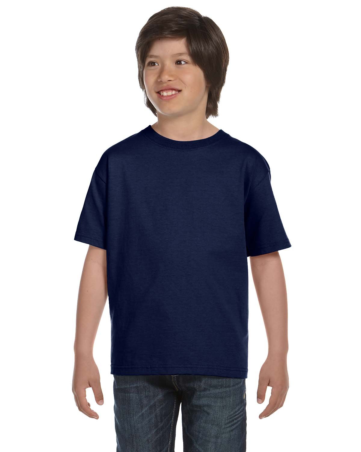 Hanes Big Boys' Comfortsoft T-Shirt (Pack of 6), Navy, Medium