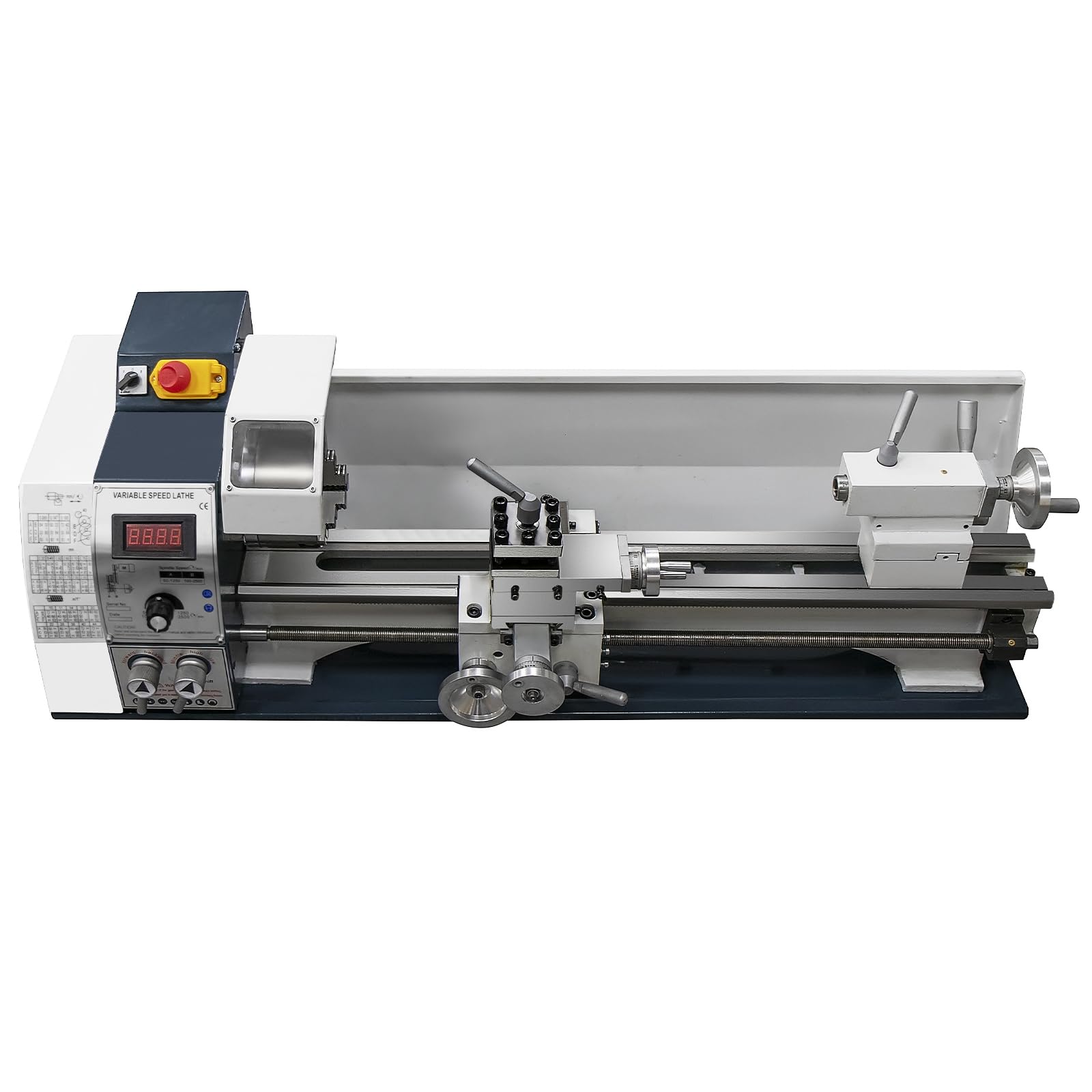 Tokarka do metalu 220 x 600 mm 1200 W, metalowa przekładnia i szczotkowany silnik, uchwyt narzędziowy i wspornik centralny, zmienna prędkość 0-3000 obr./min do gwintowania i toczenia