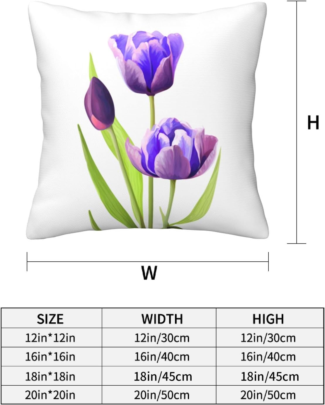 Ouqiuwa Flowers Elegant Tulip Purple Flower Throw Pillow Covers Set of 4 20"X20" Square Decorative Pillowcase Cushion Cover for Bedroom Living Room Car