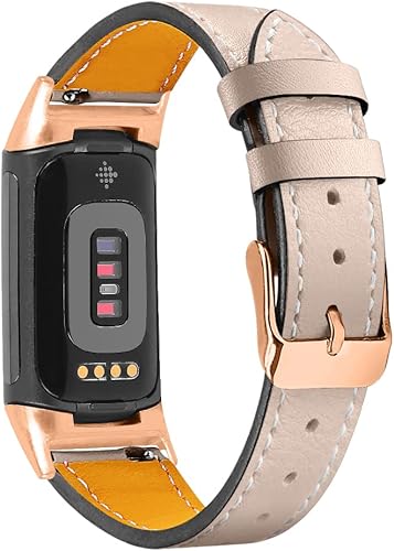 Replacement Leather Band Compatible for Fitbit Charge 256, Classic Genuine Leather Wristband for Men Women