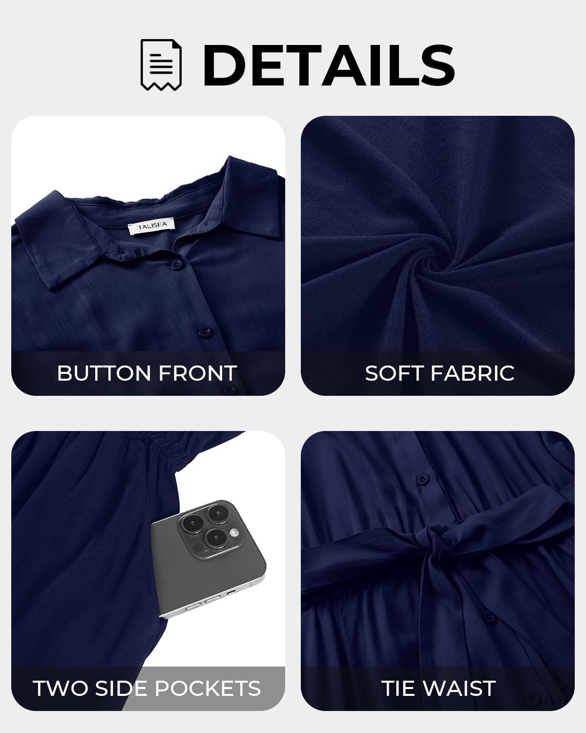 Plus Size Shirt Dress Women Button Down Casual Short Sleeve Summer Work Collared Belted Dresses with Pockets - Image 5