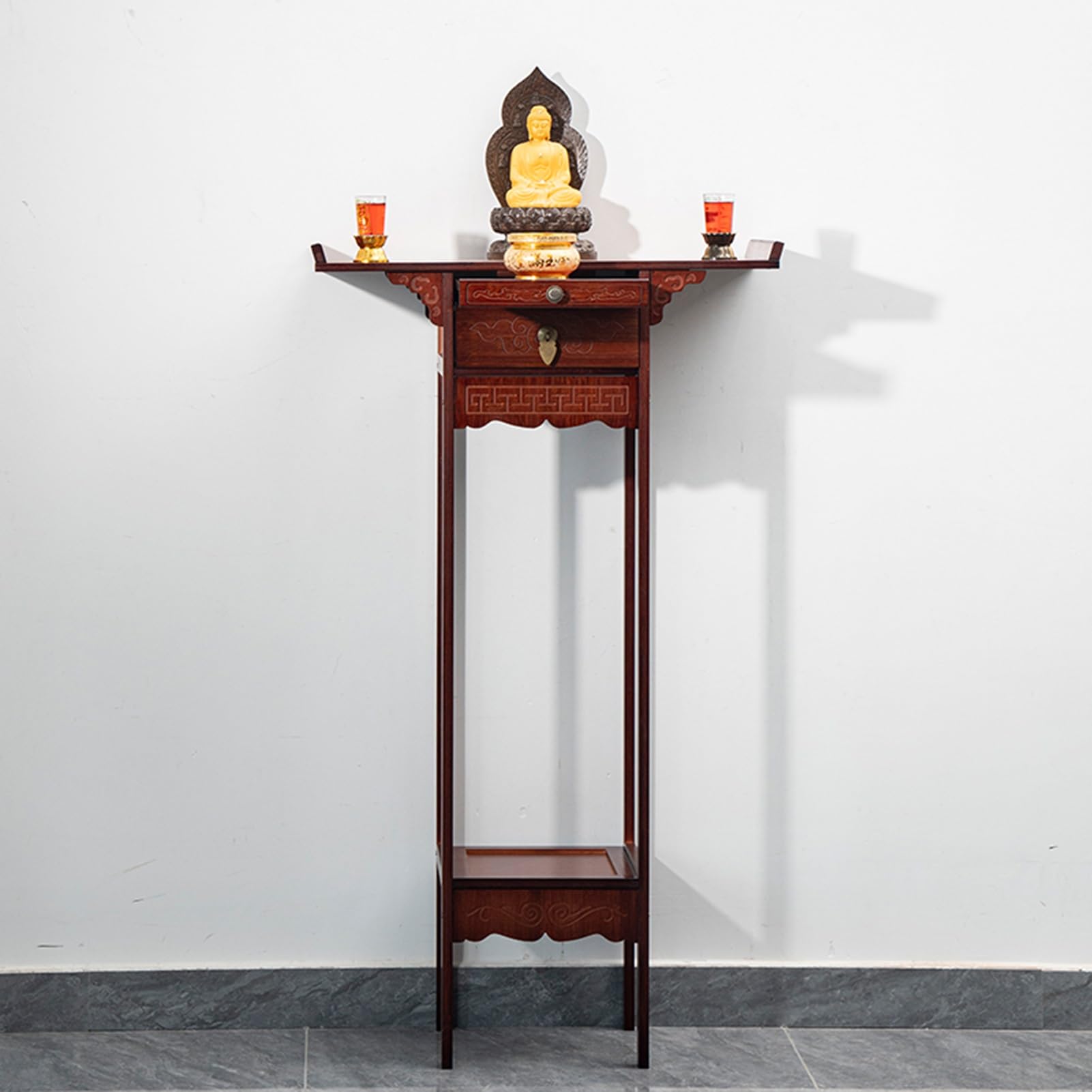 Meuble de méditation polyvalent en bambou avec tiroir pour coin zen