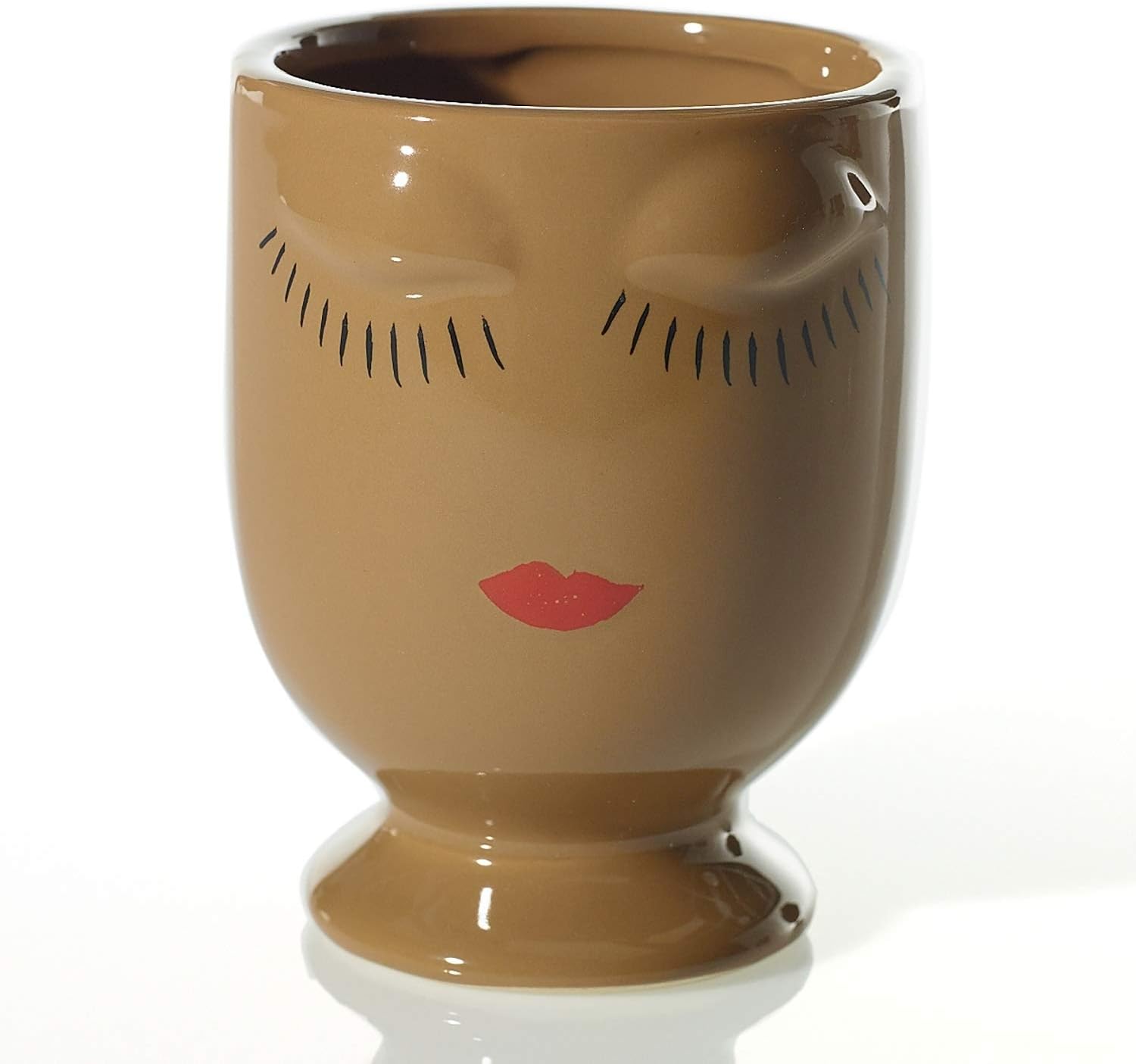Ceramic Planter with Painted Face (5, Caramel)
