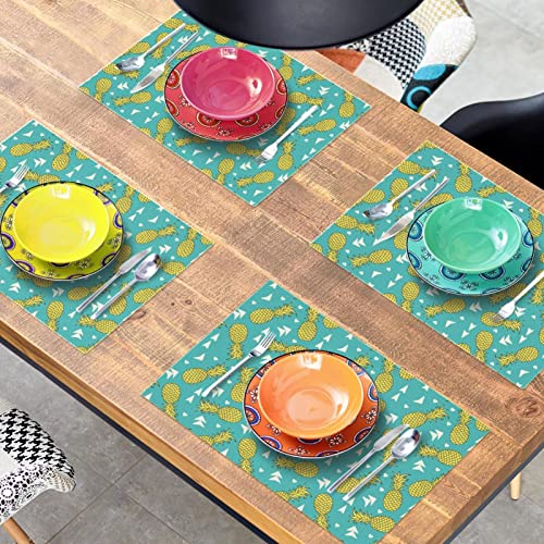 Set de table ananas bleu sarcelle résistant chaleur 30x45cm - 8