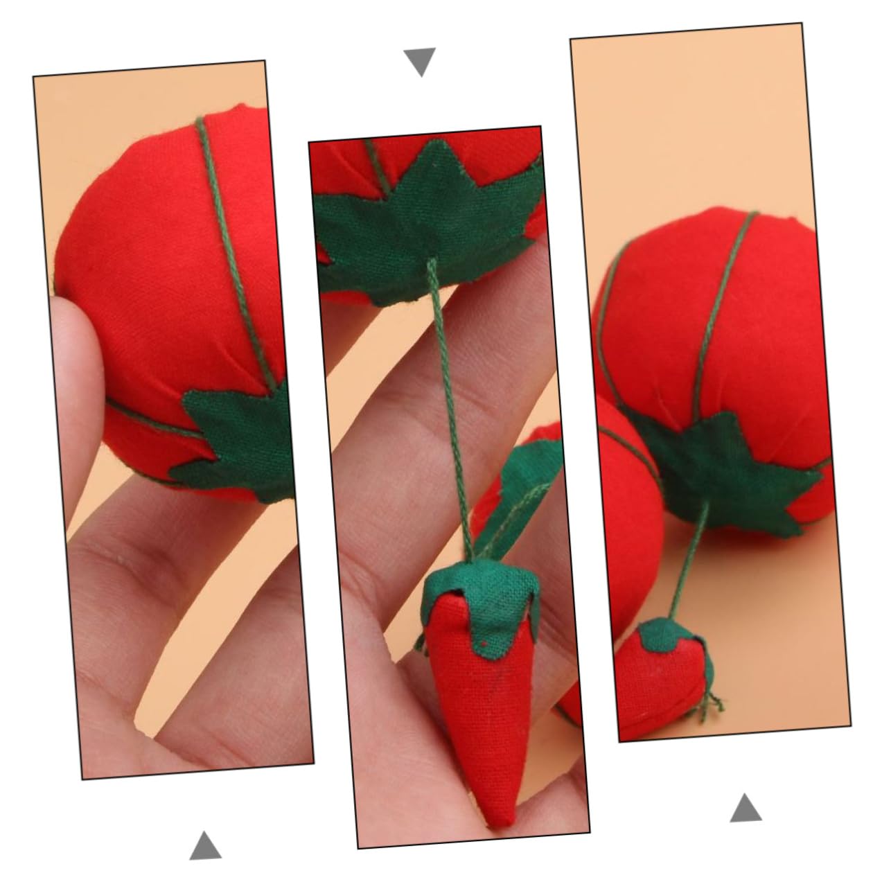 DIYEAH 50 Pcs Punzonado De Algodón De Tomate Accesorios De Ganchillo Accesorios Cubiertos Alfiletero De Fresa Lindo Alfiletero Agujas Huevo Telares Punto De Cruz Juguete Rojo