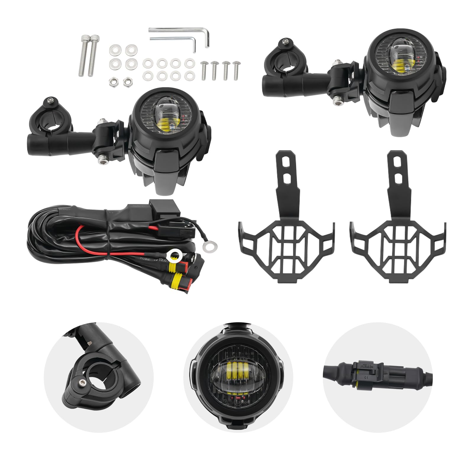 2 x Nebelscheinwerfer Motorrad LED Nebelleuchten Zusatzscheinwerfer 40W Farbton 6000K Nebelscheinwerfer für BMW R1200GS, F800GS, F700GS, F650FS Modelle