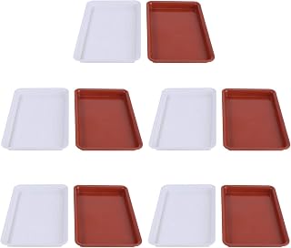 DOITOOL Vaso de flores para ambientes internos e externos, 10 peças, bandeja retangular de plástico para vaso de flores (vermelho, branco)