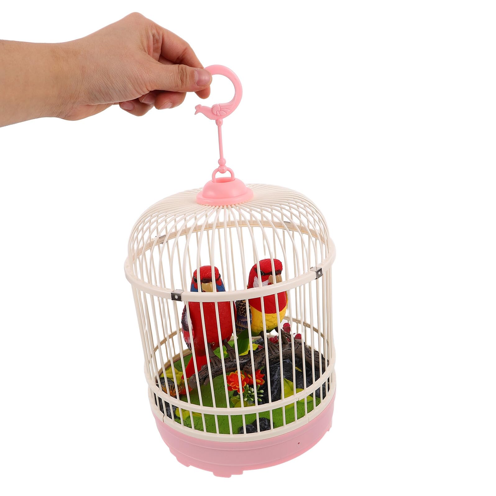 UKCOCO Jaula de Pájaros Juguete Movimientos y Efectos Realistas, Material Plástico Fácil de Usar, Adecuado para Ambientación del Hogar y Entretenimiento Infantil