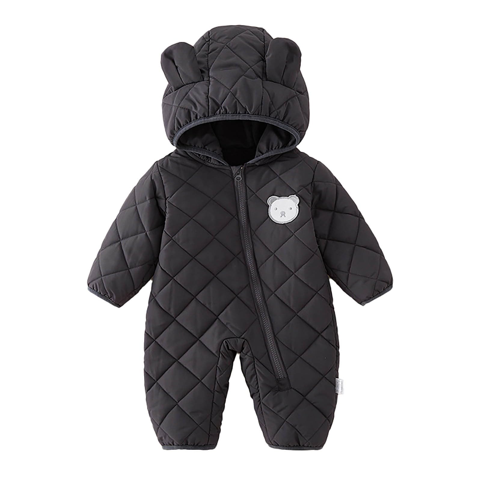 WWricotta Body invernale a tuta con cappuccio orso, caldo pile, per neonati e bambini, abbigliamento da neve e freddo/A